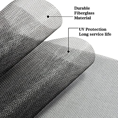 TOOLTRIZ Windows Screen and Screen Door Replacement, 48"x118" Durable Fiberglass Screen Mesh - Screen & Sliding Screen Door Repair for Patio & Window