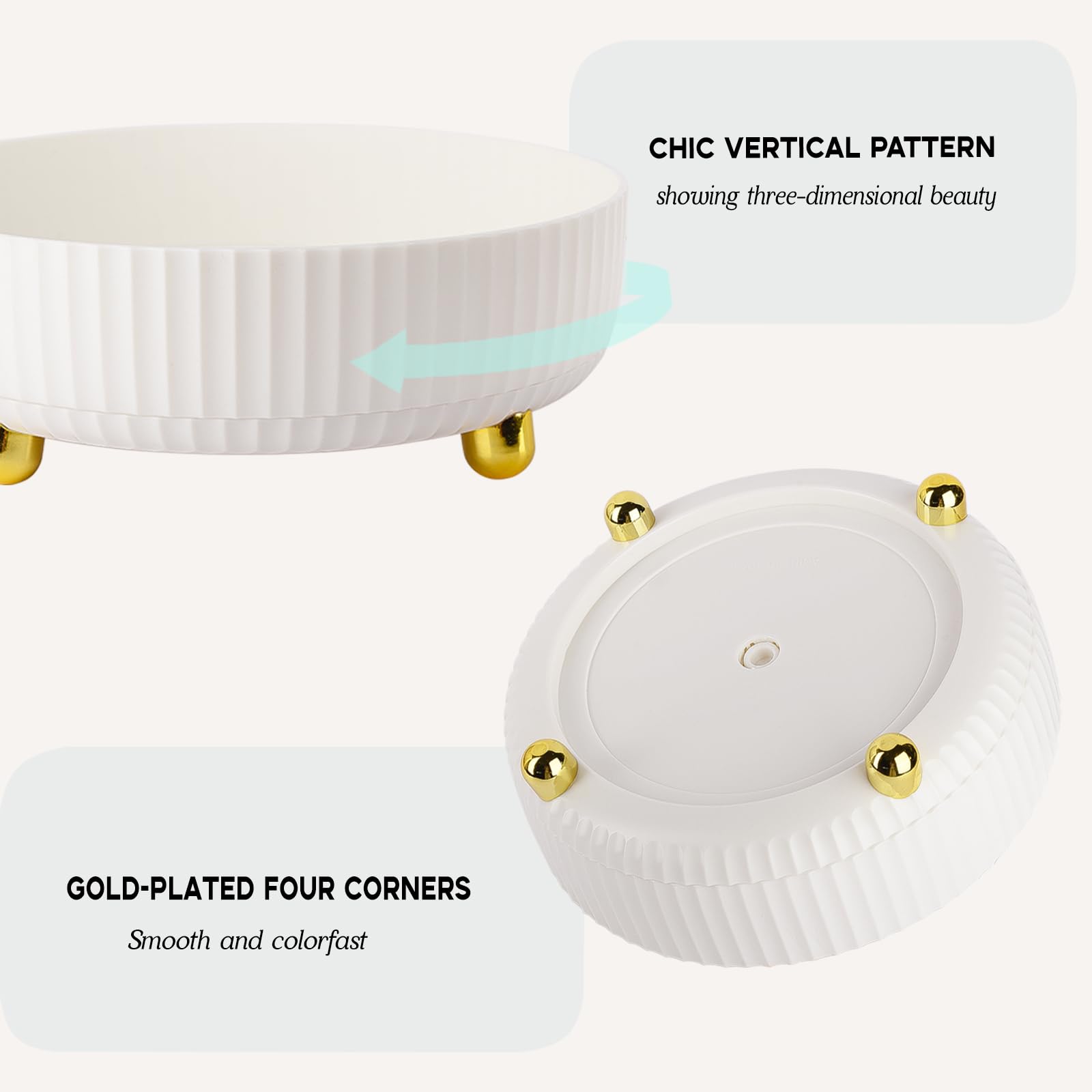 Anyoifax Makeup Perfume Organizer Tray 360 Degree Rotating Lazy Susan Skincare Lotion Organizer Spinning Cosmetics Storage for Dresser, Vanity, Bathroom Countertop, Small Ivory White