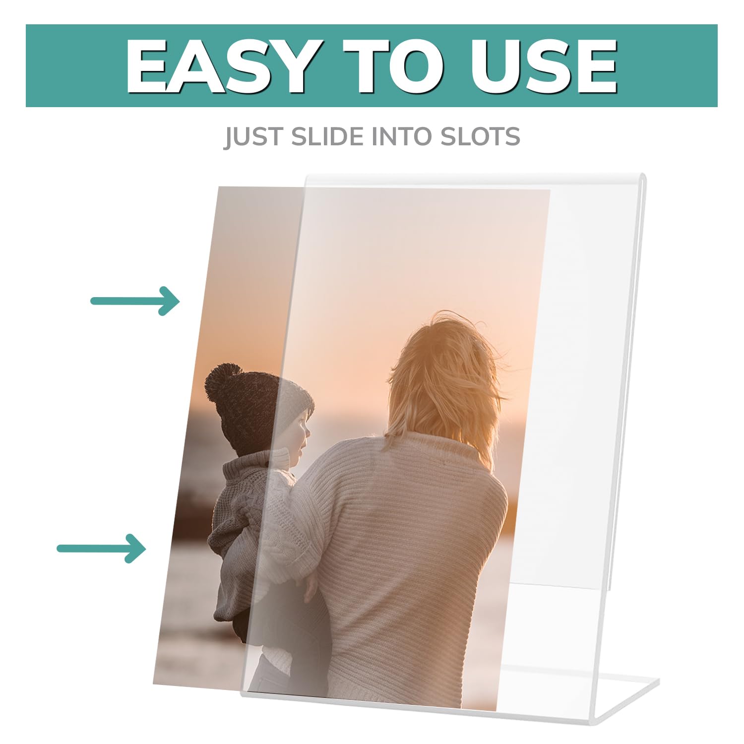 pbf 5x7 Acrylic Sign Holder | Vertical Slanted Sign Stand | Clear Picture Frame, Menu Table Top Display, Plastic Flyer Holder (6-Pack)