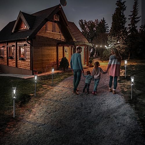 BITPOTT Outdoor Solar Pathway Lights 6 Pack, Bright Cool White Solar Powered Garden Lights Outside, Long Lasting Solar Landscape Lights for Walkway Path Yard Lawn Patio Decor