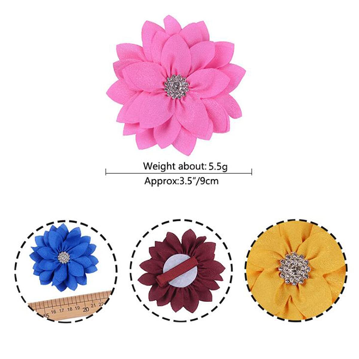 Snadulor 10Pcs Baby Girl Hair Bow Clips Floral Barrettes Grosgrain Satin Flower for Infants Toddlers Kids Girls,multiple colour