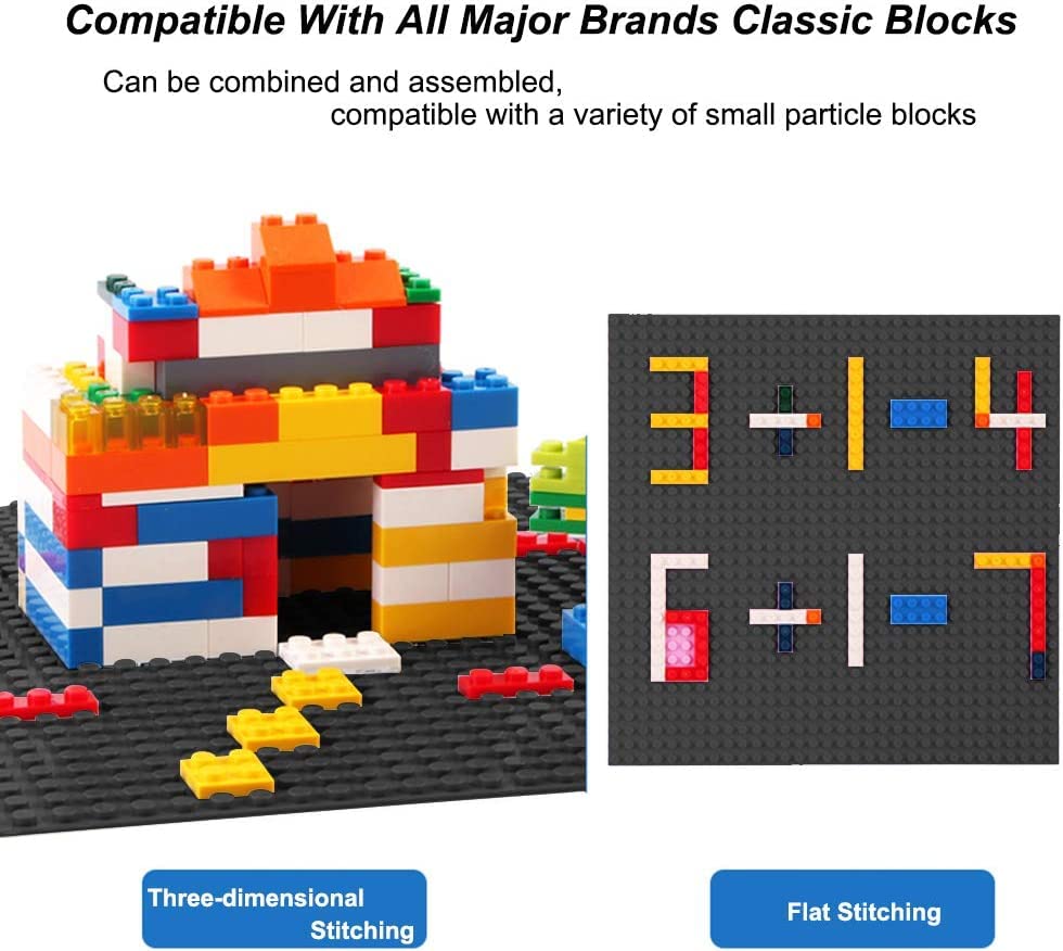 LVHERO Classic Baseplates Building Plates for Building Bricks 100% Compatible with All Major Brands-Baseplate, 10" x 10", Pack of 16 (Black)