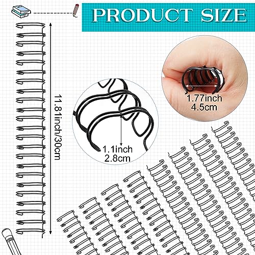 Chengu 20 Pcs Cinch Wire Binding Wire Twin Binding Spines Twin Loop Spines Double Ring Coil for Document Notebook File Making(9/16 Inch,Black)