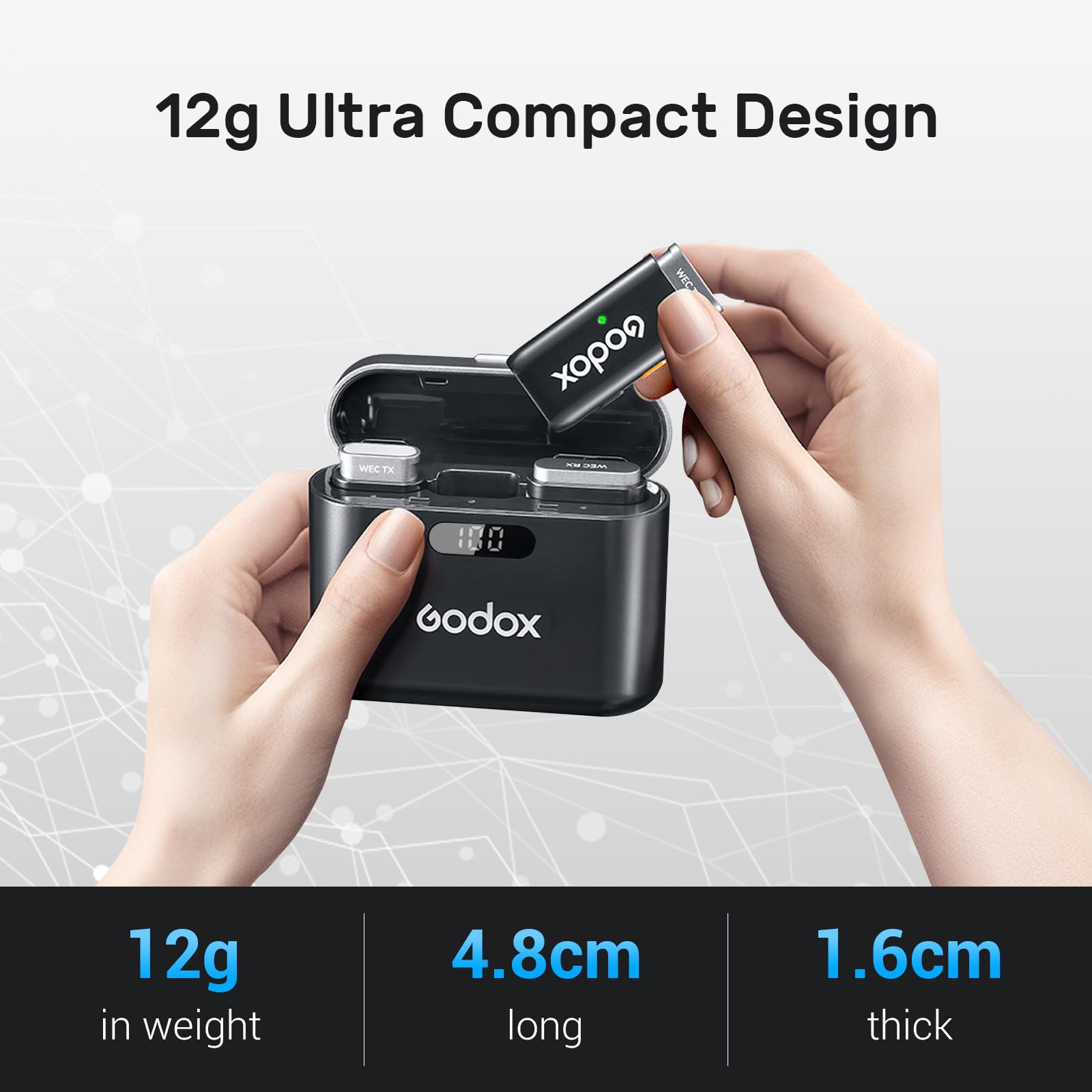 GODOX WEC Kit2 Wireless Lavalier Microphone, 8H Battery Life, Dual Channel 2.4G Wireless Mic, 200m(656ft.) Range, Noise Cancelling with Charging Case for Cameras, Smartphone, PC, TikTok, YouTube