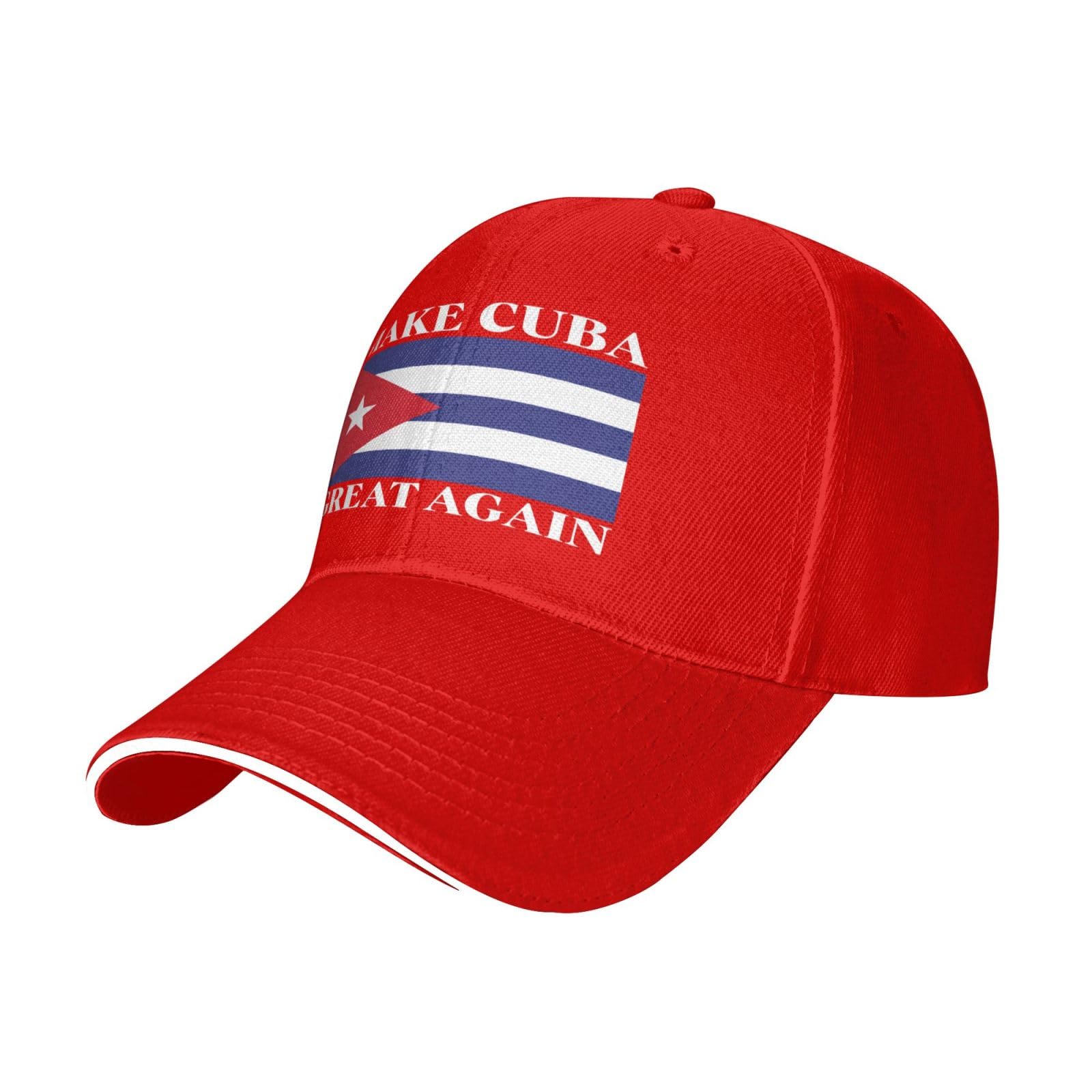 Huareicq Make Cuba Great Again Hat Cuban Flag Baseball Cap Dad Trucker Hat Red