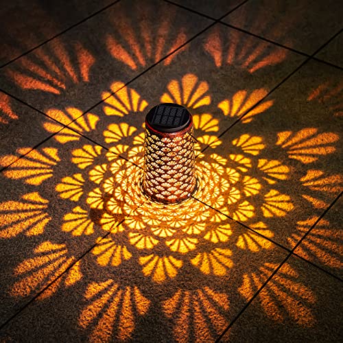 JSOT Solar Lanterns Outdoor Waterproof, 2 Pack Hanging Yard Decor Outdoor Lights for Metal Backyard Porch Patio Table Balcony Lawn Pathway Tree 2 Modes Warm/Cool White
