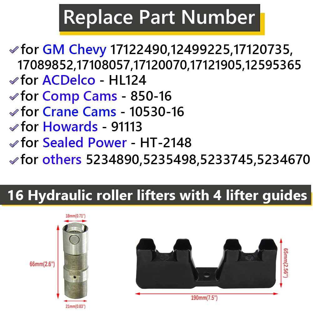 LS7 Lifters Set of 16 and Guide Trays, WQdunmo FITS LS1 LS2 LS3 LS6 LQ4 LQ9 LY5 LY6 LM7 4.8 5.3 5.7 6.0 7.0 Compatible with GM LS Applications