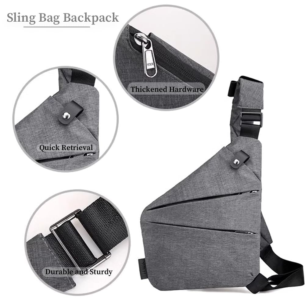 HOXSURY Anti Theft Travel Bag, Waterproof Sling Bag Chest Bag, Crossbody Multi Pockets Shoulder Bag for Men Women