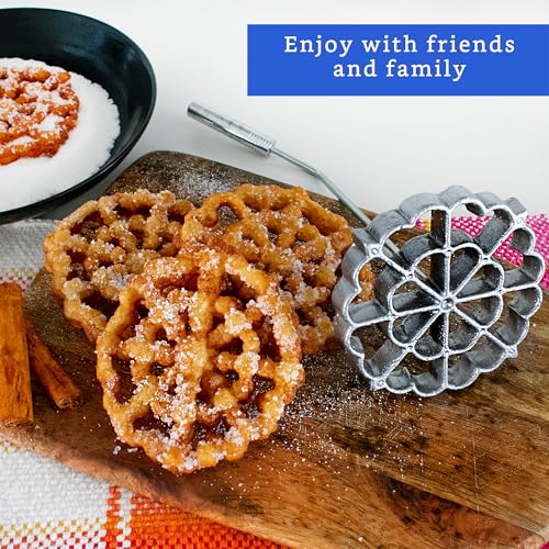 Bunuelos Mold with Handle (4.7 in Cast Aluminum) - Molde para Buñuelos de Viento Mexicanos - Buñuelos de Viento Moldes - Bunuelo Mold Mexican Cookware - Rosette Iron Set with Handle