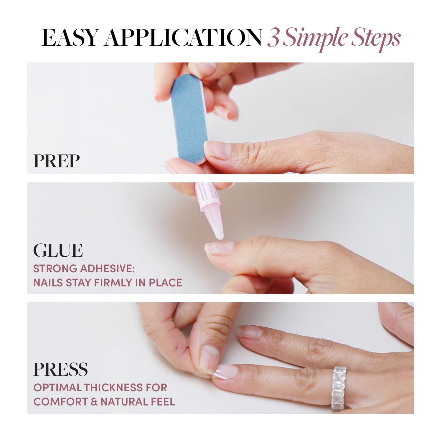 Glamnetic Press On Nails - Angel | Opaque White Short Almond Nails, Reusable | 12 Sizes - 24 Nail Kit
