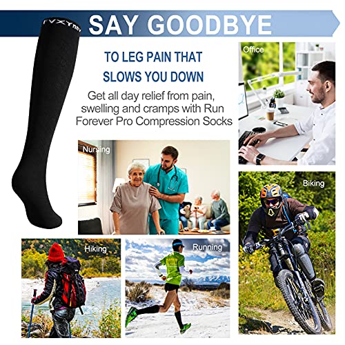 FVXYnnv 3 Pairs Graduated Compression Socks for Women Men 20-30mmHg Compression Stockings Knee High Socks Long Flight Socks (Small-Medium)