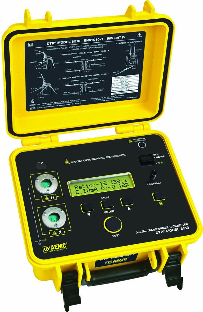 AEMC 8510 DTR Digital Transformer Ratiometer, 0.8000 to 8000:1 Ratio Range