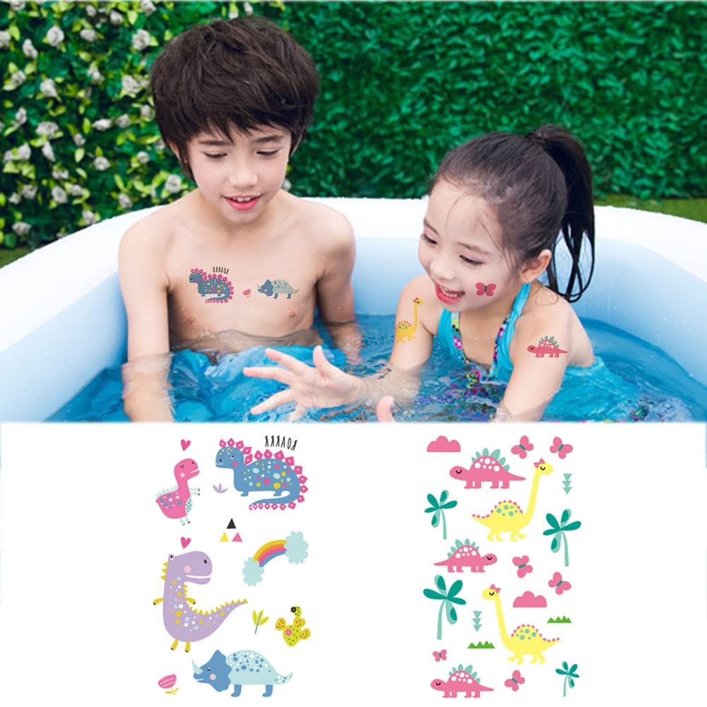 Fanoshon Dinosaur Tattoos Temporary for Kids Boys Girls Birthday Party Favors, 120+ Children Cool Dino Face Paint Tattoos in Bulk T-Rex Body Decoration Christmas Stocking Stuffers