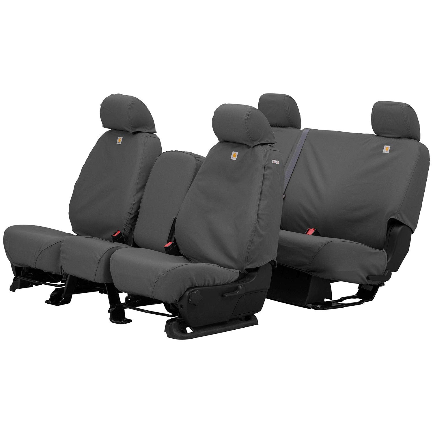 Covercraft Carhartt SeatSaver Custom Seat Covers | Fits 2011-2016 Ford F-250/F-350, 2015-2016 F-450/F-550 | 1st Row 40/20/40 Bench Seat, Duck Weave Gravel