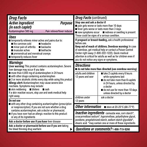 Amazon Basic Care Extra Strength Pain Relief, Acetaminophen Caplets, 500 mg, 200 Count (Packaging may vary)