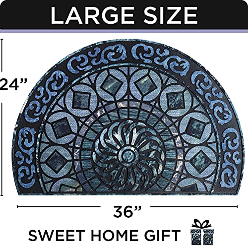 ubdyo Warm Stylish Front Door Mat - Low Pile Front Door Mat Outside Entrance - Muddy Dirt Trapping Welcome Matt Outdoor - Rubber Backing Anti Slip Indoor Doormat Entrance - Large 23" 'x 36"