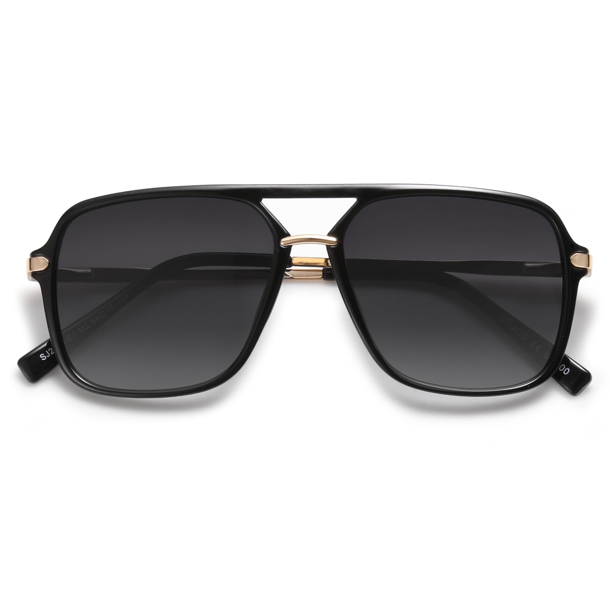 SOJOS Sunglasses for Women & Men, Square, Retro, Polarized Lens, Trendy Aviator, 90s Shades (SJ2229, Black Grey)