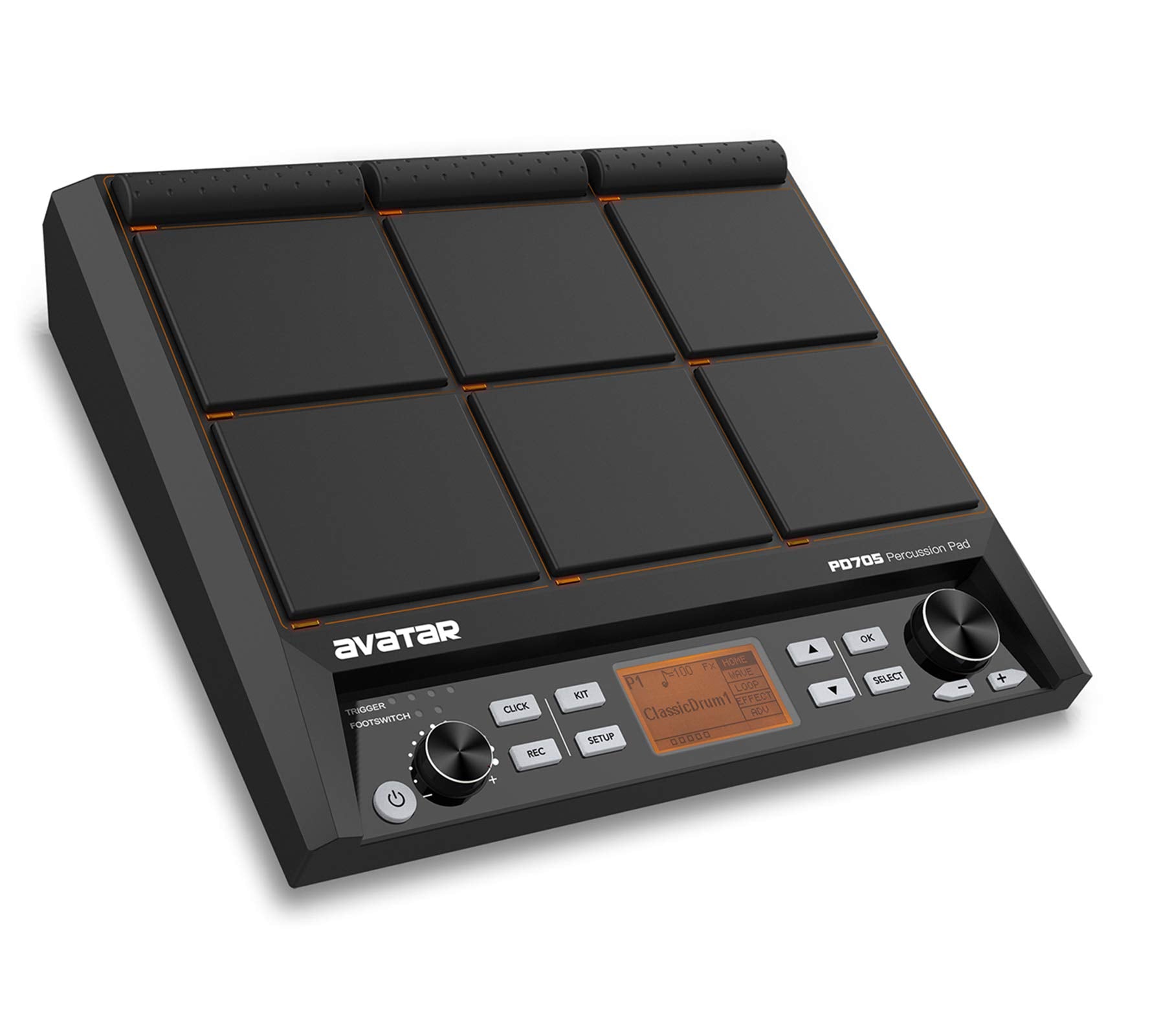 HXW PD705 Sample Pad for Sampling Sounds, Compact Multipad With 9 Velocity Sensitive Drum Pads, 592 Percussion Sounds, Support USB/MIDI In Out/AUX