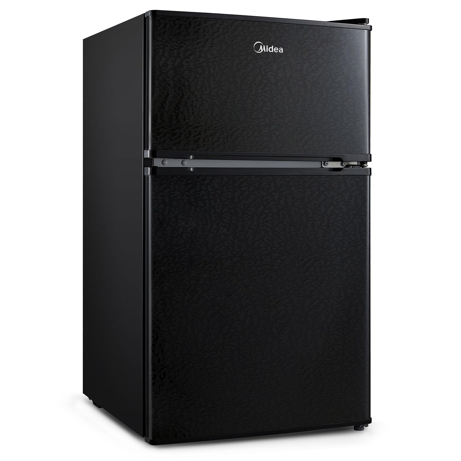 Midea WHD-113FB1 Double Door Mini Fridge with Freezer for Bedroom Office or Dorm with Adjustable Remove Glass Shelves Compact Refrigerator, 3.1 cu ft, Black
