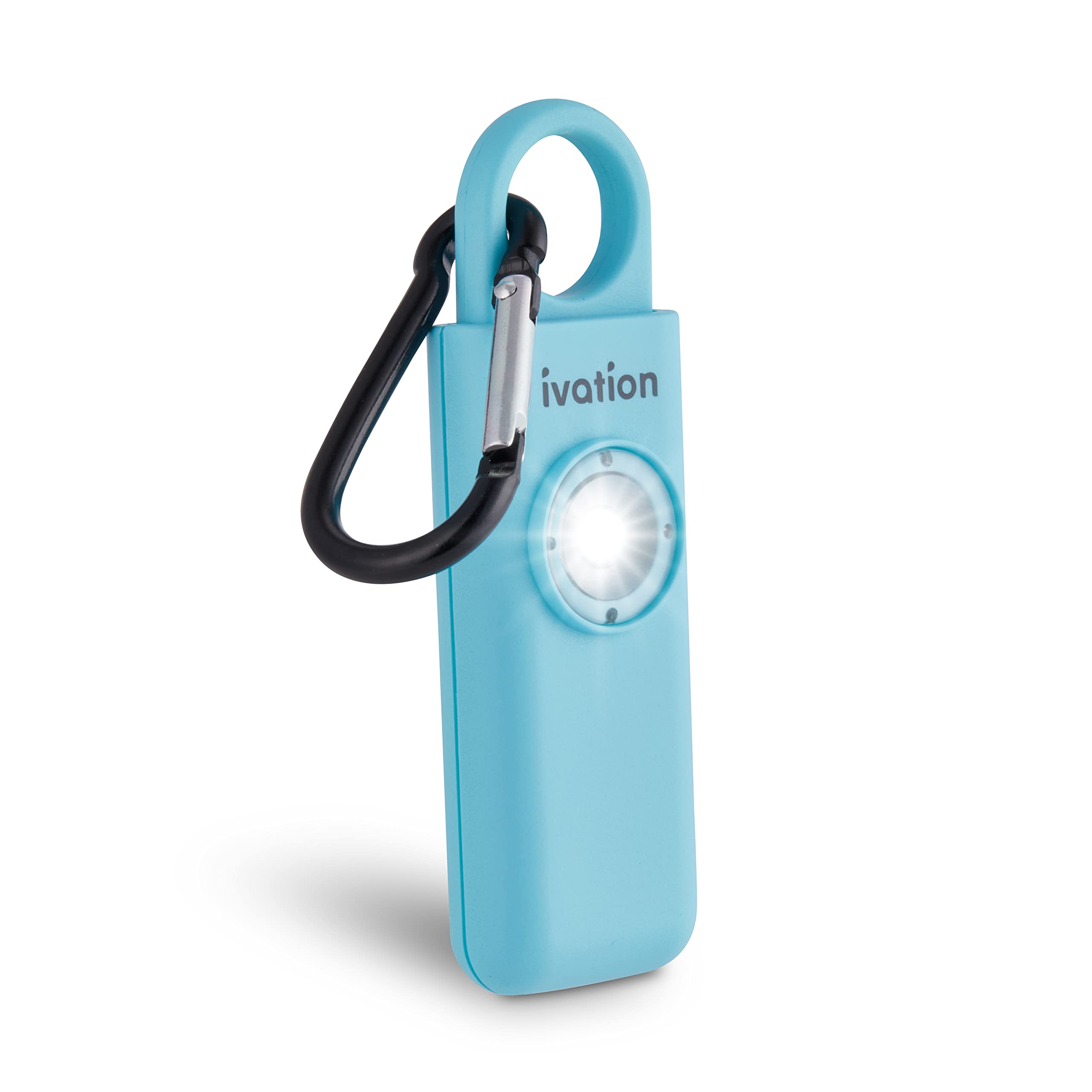 Ivation Personal SOS Alarm Keychain | Self-Defense Safety Siren & LED Panic Strobe Light with Carabiner Clip for Women, Children & Seniors | Pocket Size, Loud 125 dB Sound, Air Travel Friendly