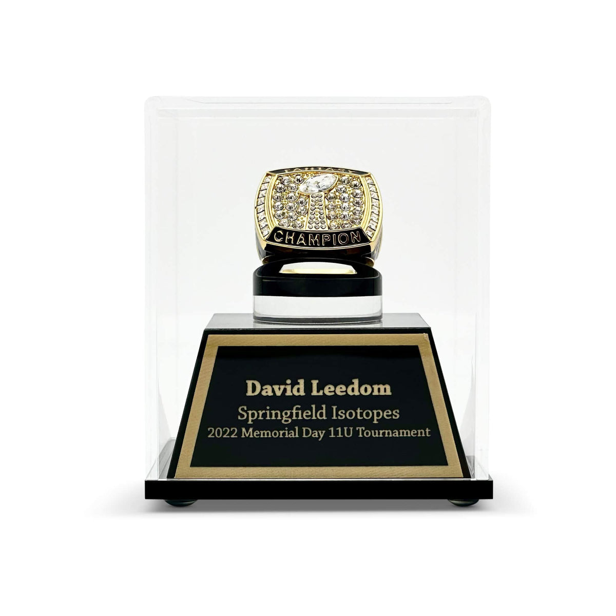 FANTASYJOCKS Custom Acrylic Championship Ring Display Case - Perfect for Fantasy Football, Baseball, Softball, Cheer, Basketball