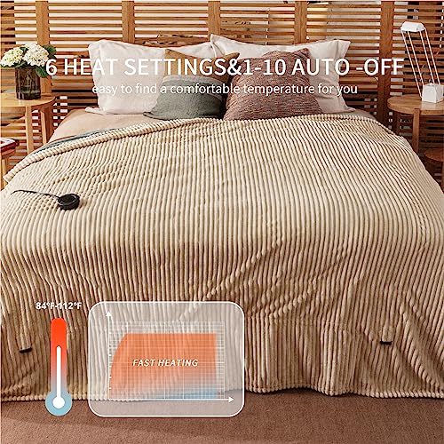 Heated Blanket 50''x60''-Soft and Comfortable Electric Throw,5 Heat Settings and 3H Auto Shut-Off Heating Blanket ETL&FCC Certification Machine Washable (Blue)