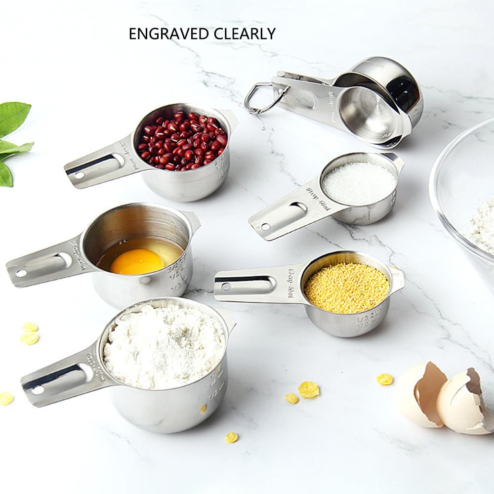 KUBEMUEG Measuring Cups and Spoons Set Heavy Duty 304 Metal Stainless Steel Measuring Cup Spoon Kitchen Gadgets for Cooking Baking (Set of 17)