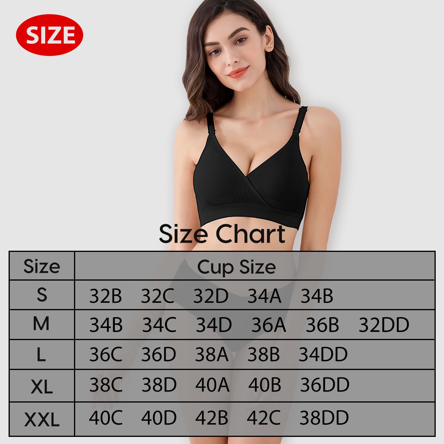 Vinfact 3 Pack Nursing Bras for Breastfeeding Seamless V Neck Maternity Bra Women Pregnancy Breastfeeding Bra - M,Black/Nude/Grey