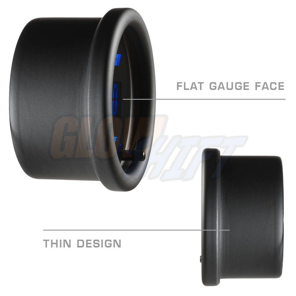 GlowShift 10 Color Digital Dual Temperature & Pressure Gauge Kit - for Boost, Oil Pressure, Water & Transmission Temp - Includes Electronic Sensors - 2 Multi-Color LED Displays - Tinted Lens - 52mm