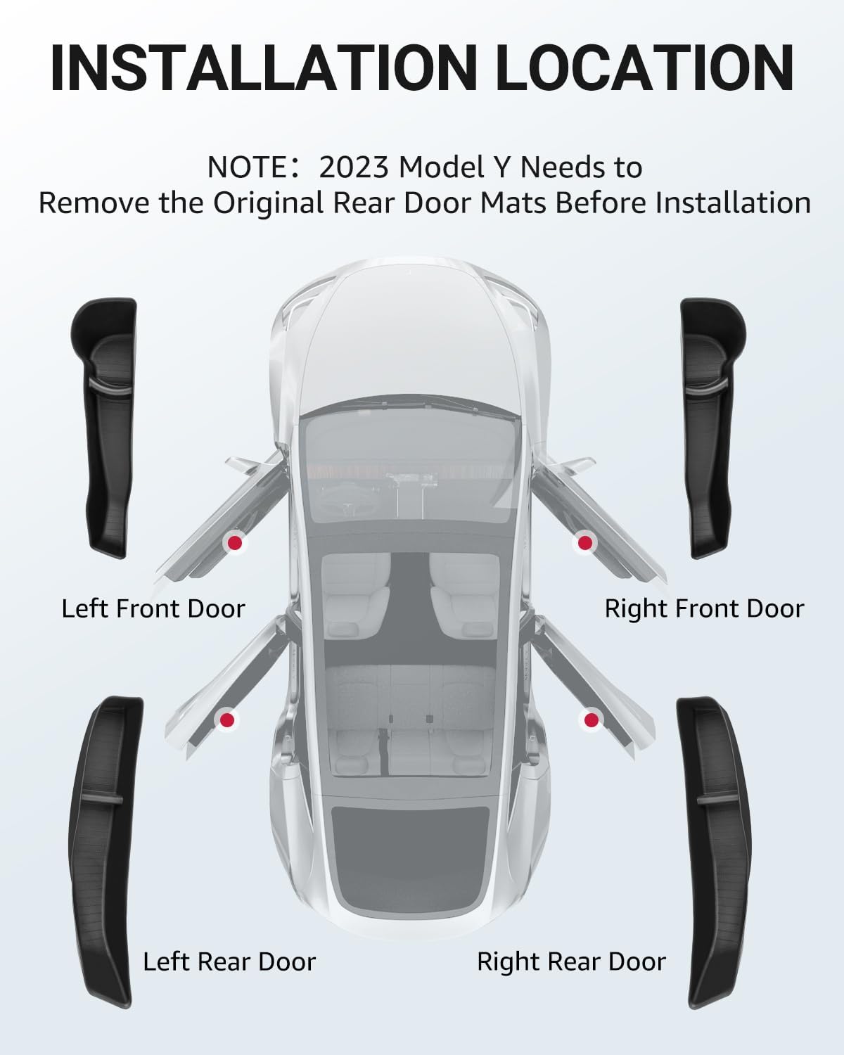 Basenor 4PCS Tesla Model Y Door Side Storage Box TPE Organizer Tray Front and Rear Door Slot Pockets Protector Accessories 2023 Upgrade