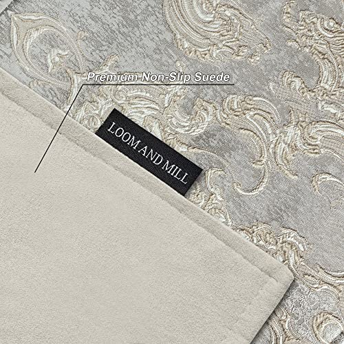 Loom and Mill Luxury Placemats Set of 4 for Dining Table, Jacquard Fabric Table Place Mats for Dining Table Kitchen Room Decorations, Double-Layer, Non-Slip & Wrinkle Resistant(12 x18 inches, Grey)