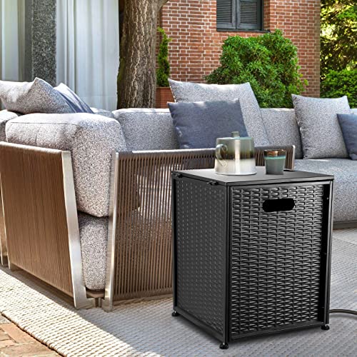 Cecarol Propane Tank Cover Table Hideaway Table for Gas Fire Pits for 20 lbs Propane Tank Outdoor Gas Tank Storage Side Table for Gas Fire Pit Gas Grill Griddle Propane Stoves(Grey)