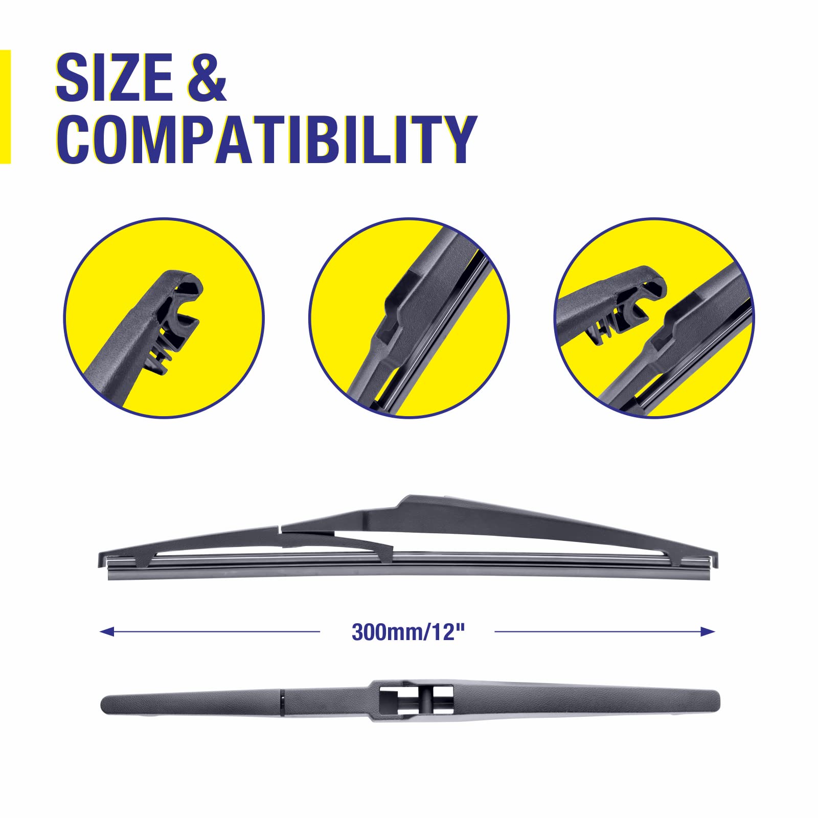 5 PLUS 12" Rear Wiper Blades Replacement For TOYOTA RAV4 2023-2019,2012-2001, Highlander 2019-2001,Land Cruiser 2019-2013,2011-2008, Yaris 2019,11-06 Venza 14-09, BACK Windshield Wiper Blades(12-A)