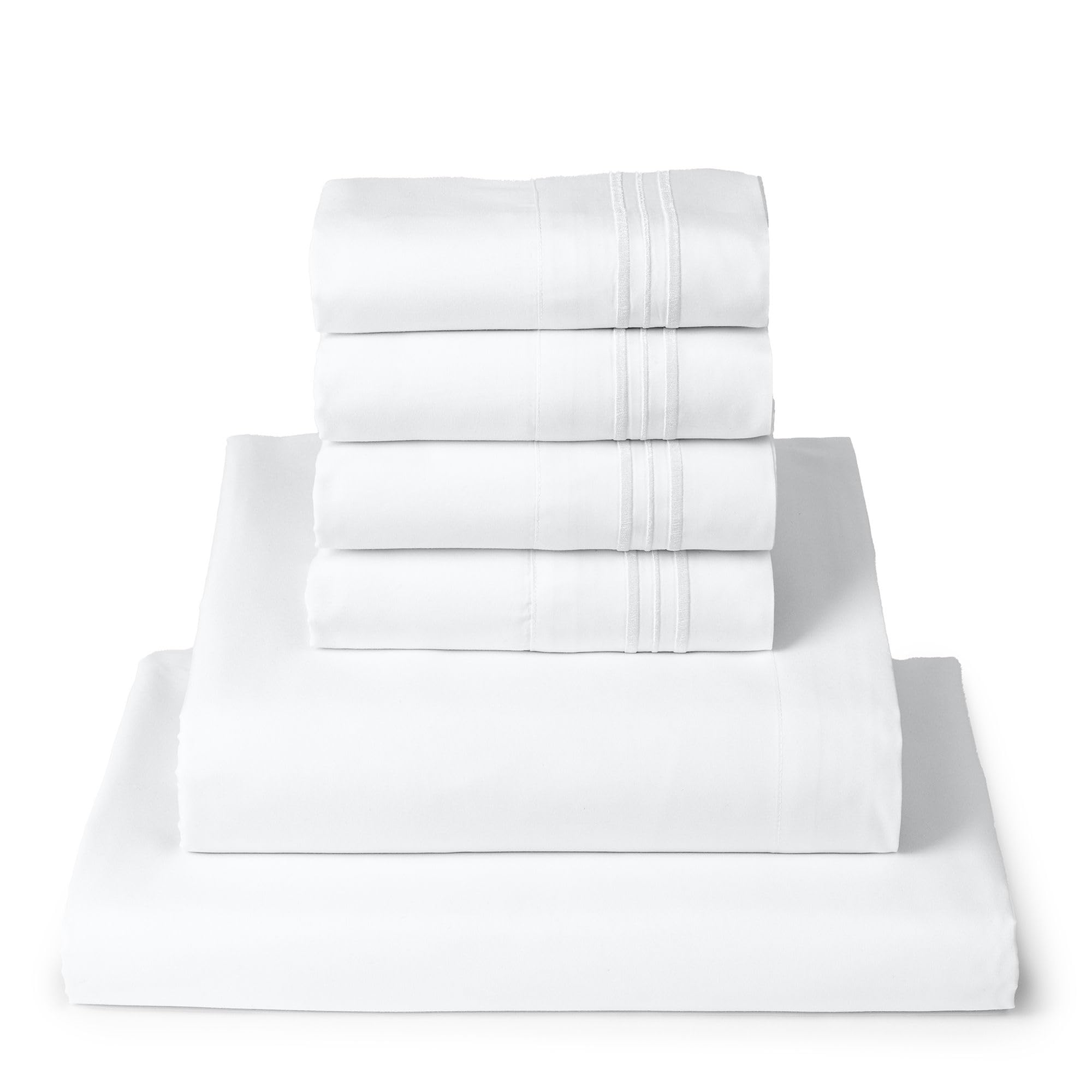 Mellanni Queen Sheet Set - 6-Piece Iconic Collection Bedding, (Including 4 Pillowcases), 16-Inch Deep Pocket, Easy Care, Extra Soft, Cooling Sheets, Brushed Microfiber - White