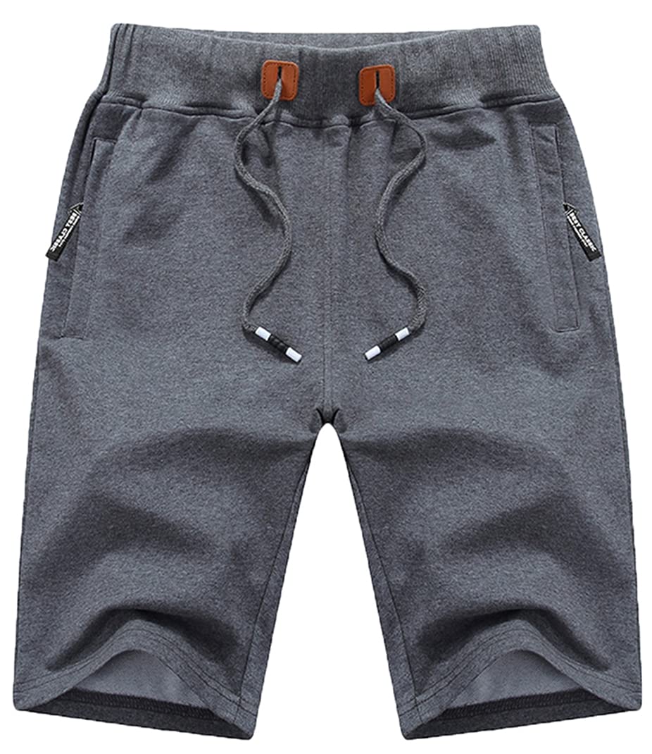 QPNGRP Mens Shorts Casual Drawstring Zipper Pockets Elastic Waist Darkgray 34