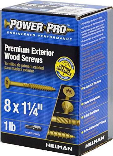 Power Pro 48594 Wood Screws, #8 x 1-1/4", Epoxy Coated Exterior, Torx/Star Drive Included, Coarse Thread, Decking Screws, Outdoor Rust Resistant, Bronze, 1Lb Box, 242pcs