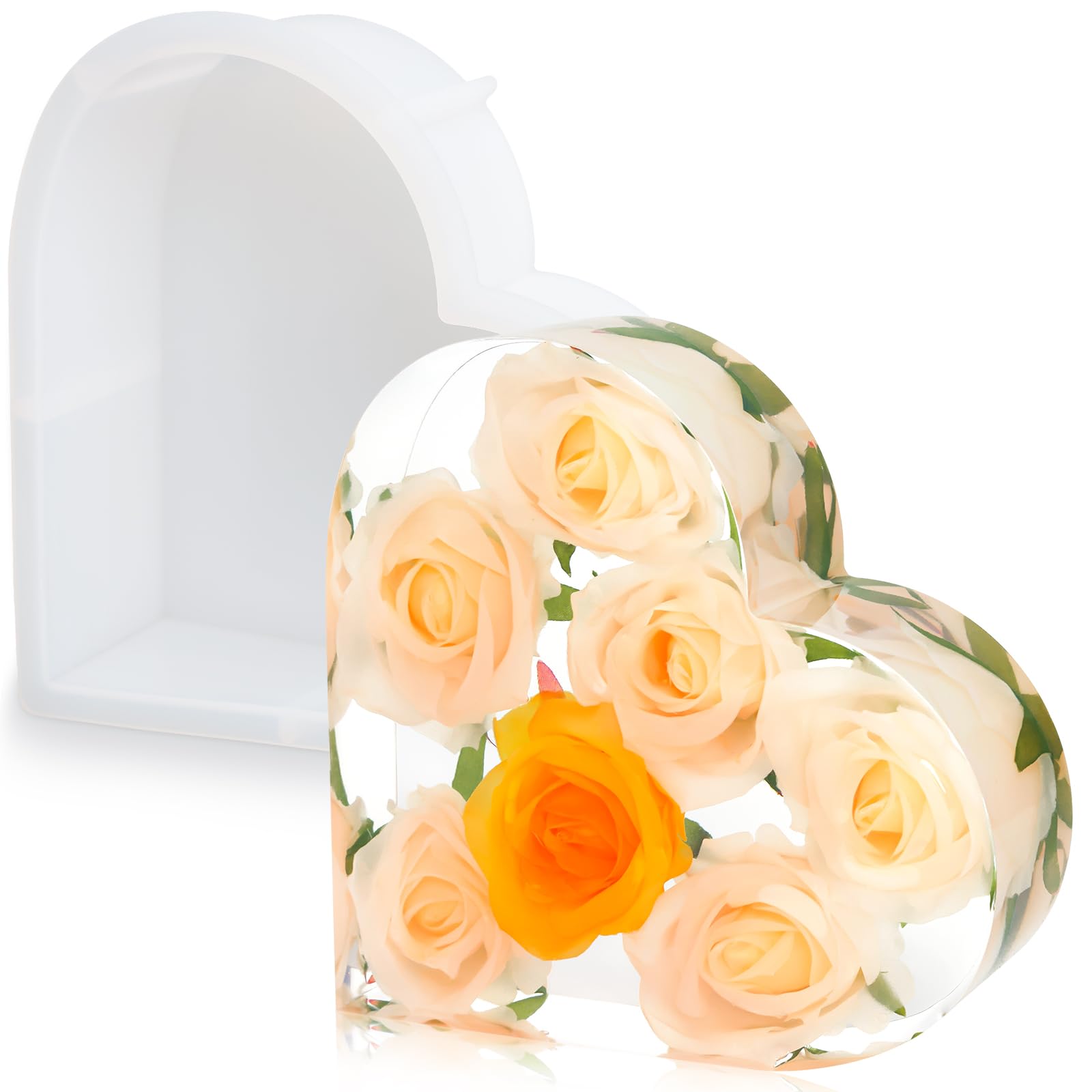 YOILES Resin Molds Silicone,Epoxy Resin Casting Craft Mold for Flower Preservation Bookends DIY Art (Large, Heart)