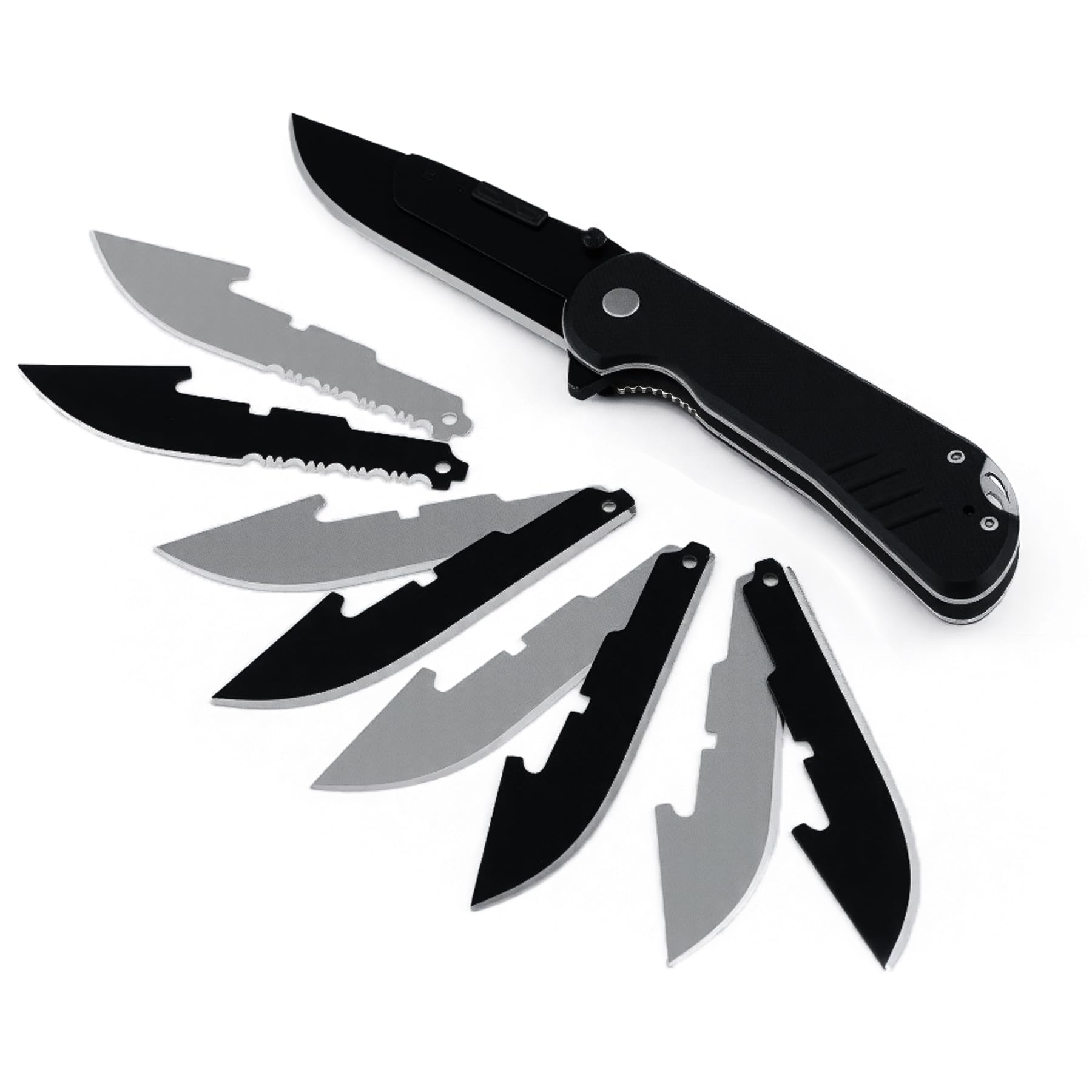 KNINE OUTDOORS Pocket Folding Knife for Men, Replacement Blades (Black)