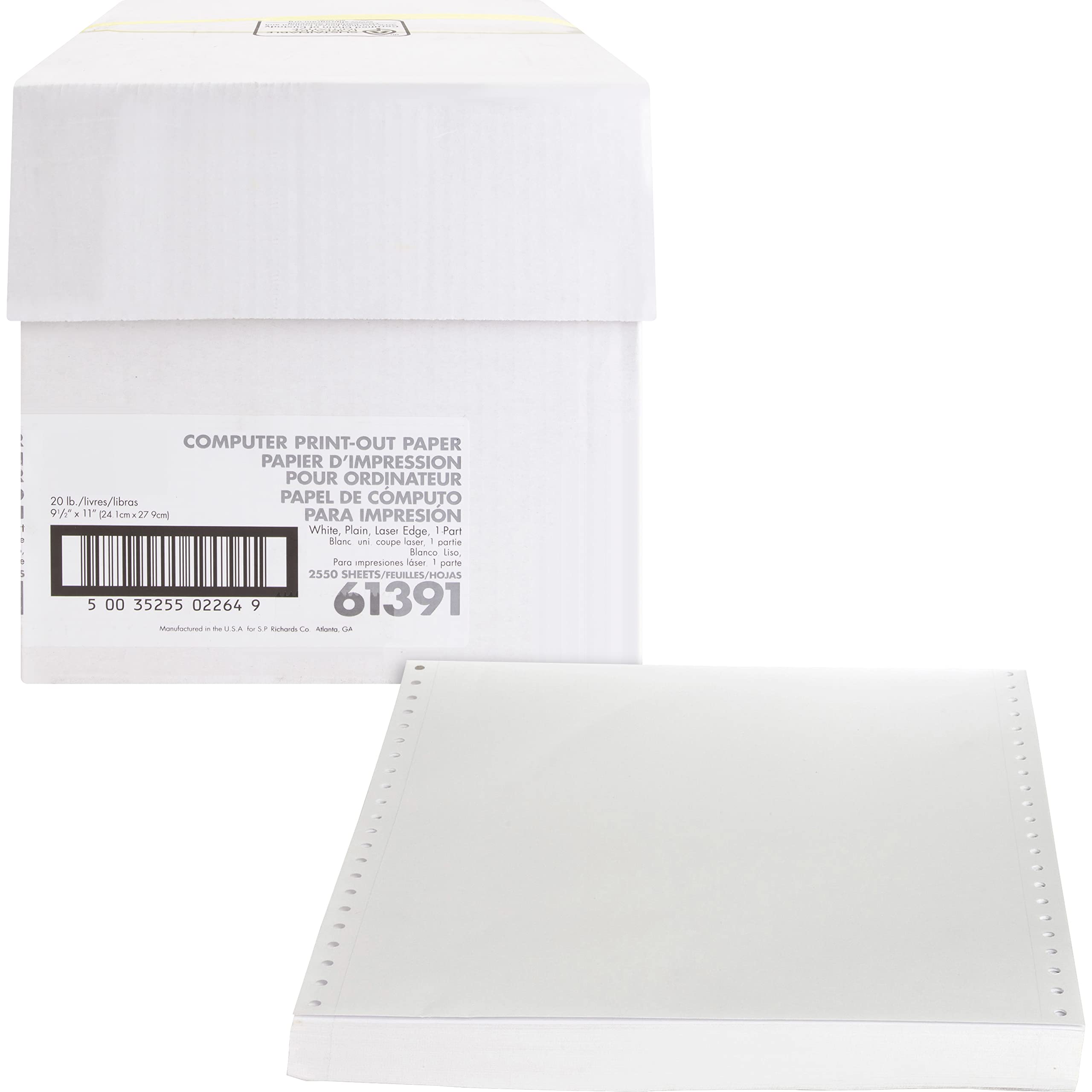 Sparco Computer Paper, Plain, 20 lbs, 9-1/2 x 11 Inches, 2550 Sheets Count, White (SPR61391)