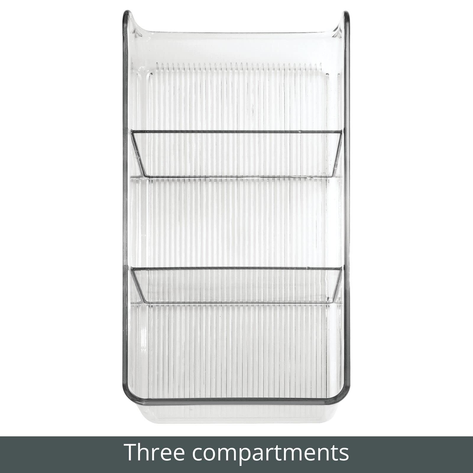 mDesign Plastic Food Storage Bin Organizer with 3 Compartments for Kitchen Cabinet, Pantry, Shelf, Drawer, Fridge, Freezer Organization - Holds Snack Bars - Ligne Collection - 2 Pack - Clear