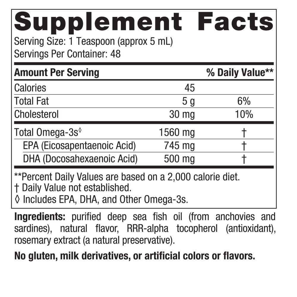 Nordic Naturals Omega-3, Lemon Flavor - 8 oz - 1560 mg Omega-3 - Fish Oil - EPA & DHA - Immune Support, Brain & Heart Health, Optimal Wellness - Non-GMO - 48 Servings
