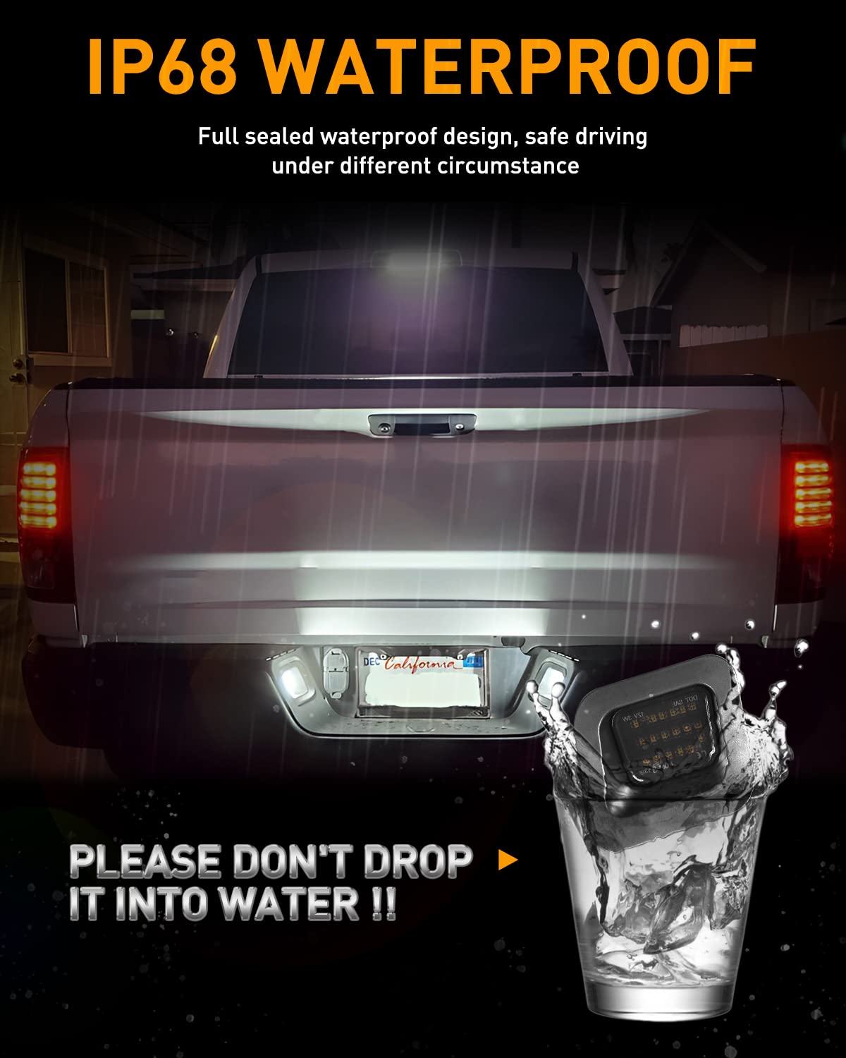 LESAUCE Full LED License Plate Light Tag Light For 2003-2018 Dodge RAM 1500 2500 3500 Pickup Truck, 6000K White, Smoke Lens, Tag Lamp Assembly Replacement, 2 PCS