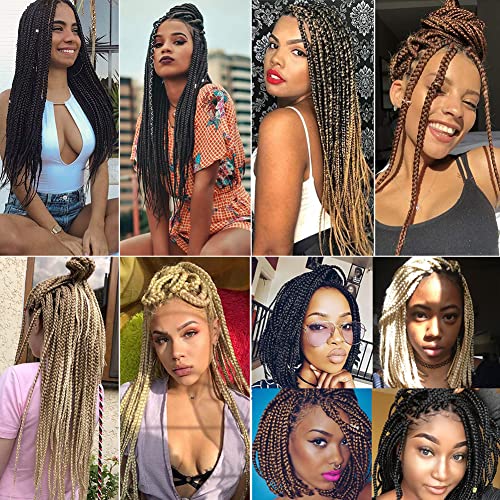 Crochet Box Braids Hair pre looped Goddess Box Braids Crochet Braiding Hair 7 Packs Crochet Box Braids 3x Box Braids Crochet Hair (18 inch, TGRAY)