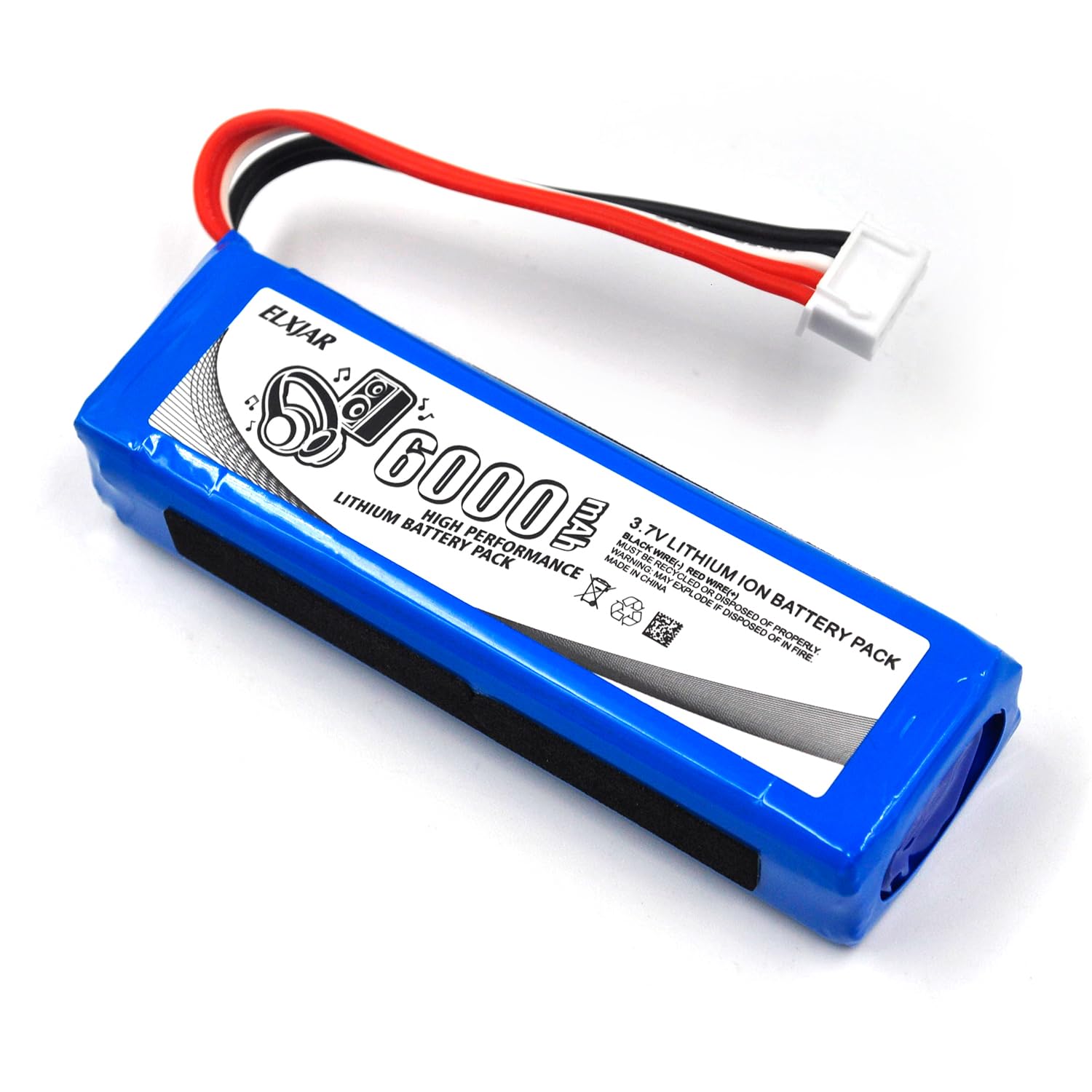 elxjar (2-Pack) 3.7V 6000mAh Replacement Battery for JBL Charge 3 2016 Version, fits Part No GSP1029102A, CS-JML320SL Speaker