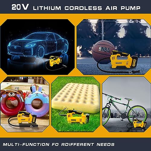 Nichilas Tire Inflator for DEWALT 20V MAX Battery, Portable Air Compressor Auto Tire Pump with Digital Pressure Gauge 120PSI for Car, Truck, Bikes, Ball (Tool Only, NO Battery)