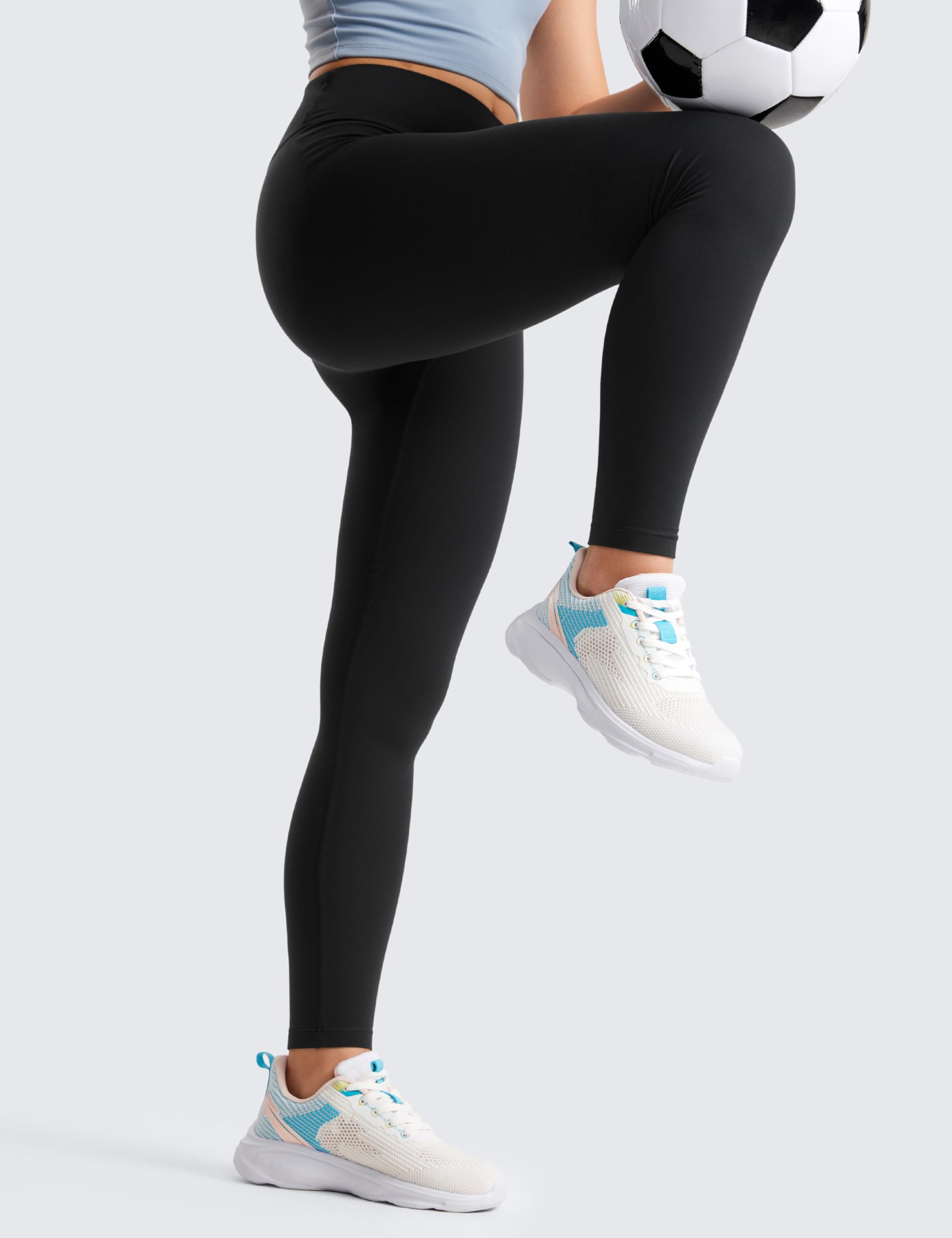 CRZ YOGA Girls Butterluxe Full Length Athletic Leggings - Kids High Waist Lounge Pants Active Dance Running Yoga Tights Black Medium