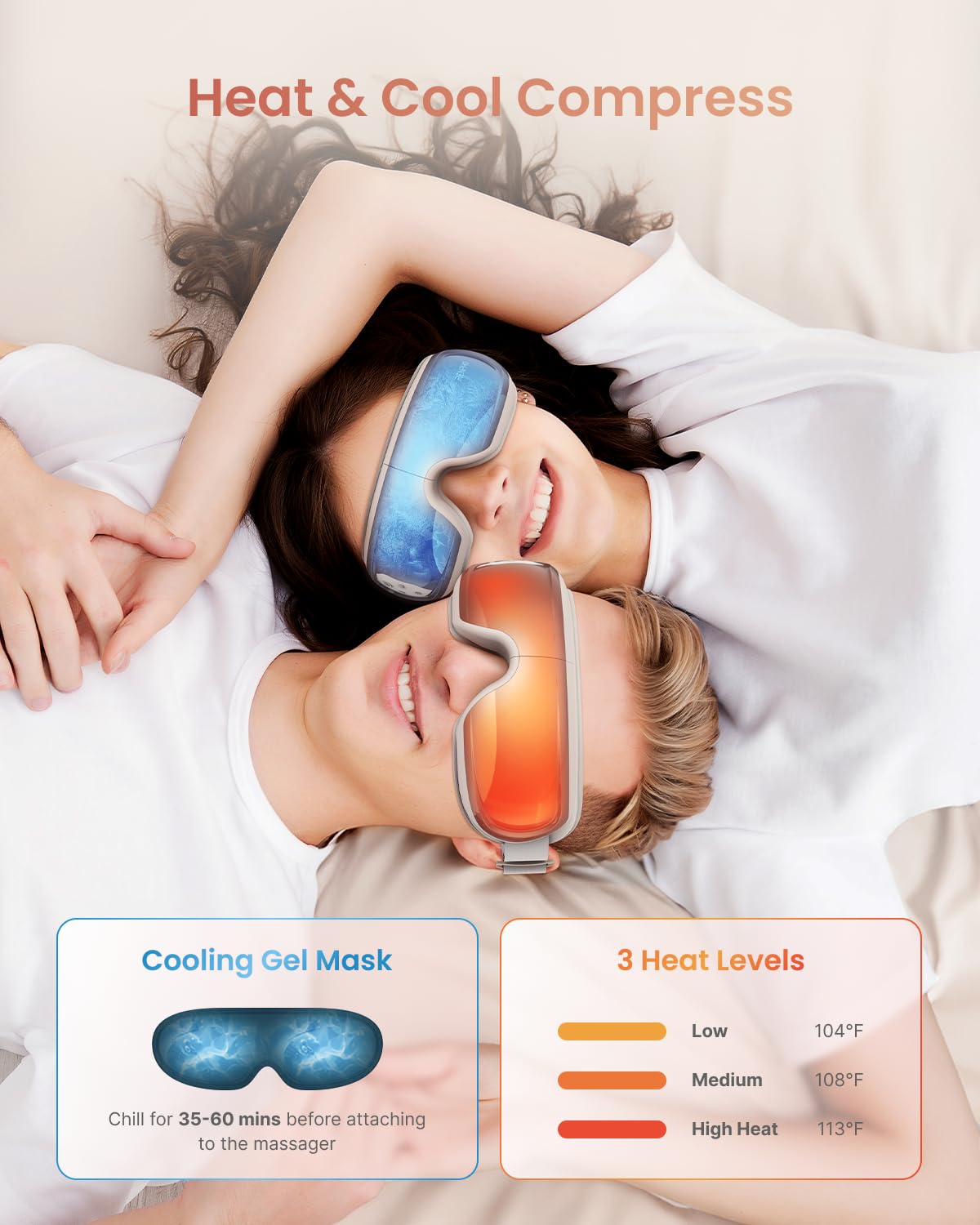 RENPHO Eye Massager with Heat and Cooling, Birthday Valentine's Day Gifts for Women, Eyeris 3 Rosé Eye Massager FSA HSA, Eye Sleep Mask with Voice Control & Ice Pack for Eye Care, Eye Strain, Stye Eye