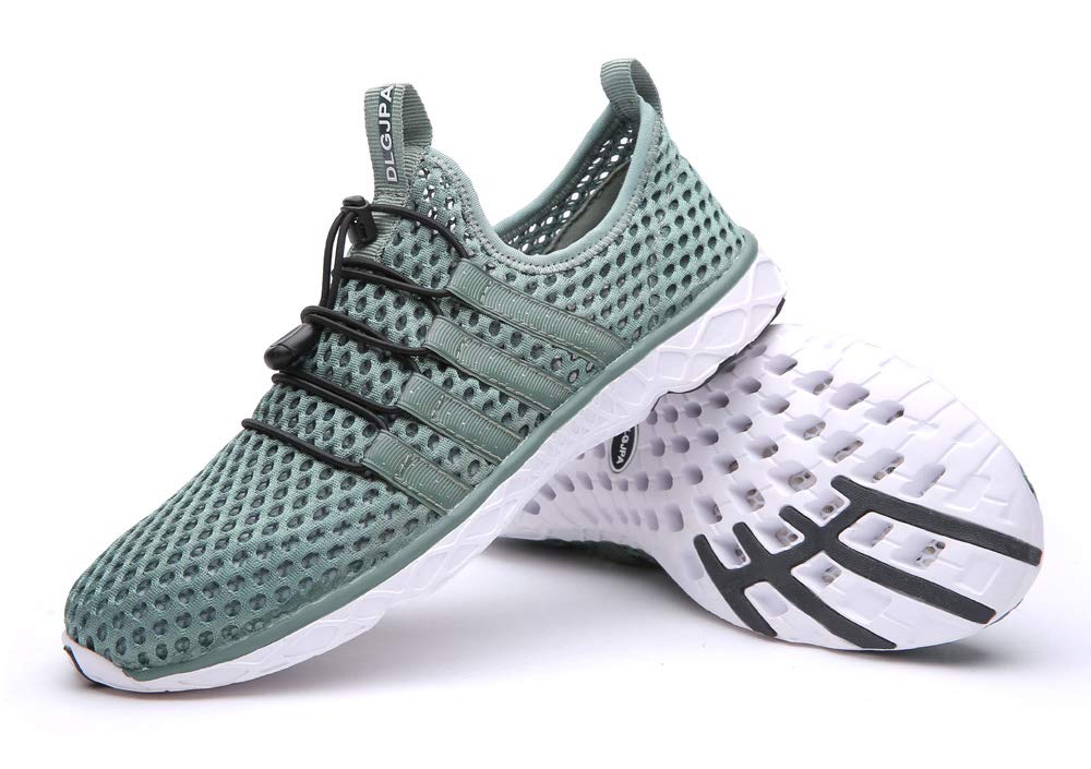 DLGJPA Men's Lightweight Quick Drying Water Shoes for Beach or Water Sports Slip On Walking Shoes Green 10