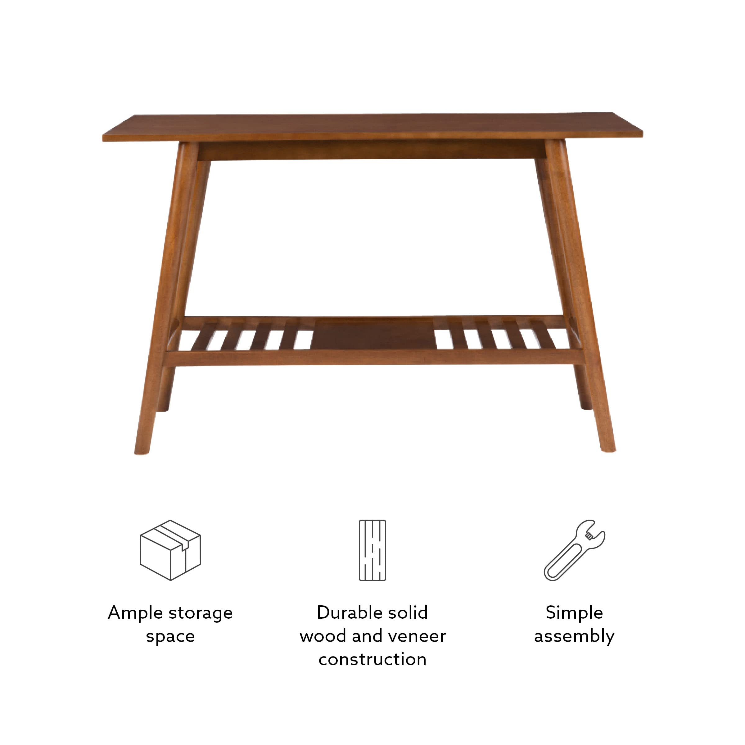 Linon Melissa Mid-Century Walnut Console Table, Medium