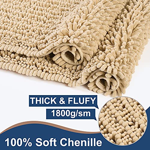 FLOLEOPA Soft Plush Microfiber Bathroom Rugs, Absorbent Non Skid Machine Wash Dry Bath Mats for Tub,Shower and Bath Room Floor Mats (17x24inches, Lavender)